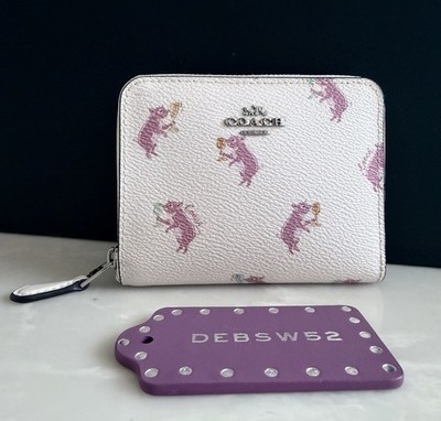 NWT COACH PIG PARTY PRINT SMALL ZIP-AROUND WALLET 38906 | eBay