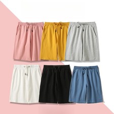 Pantaloncini Unisex In Maglia Elastici Con Coulisse Tasche Estive Casual