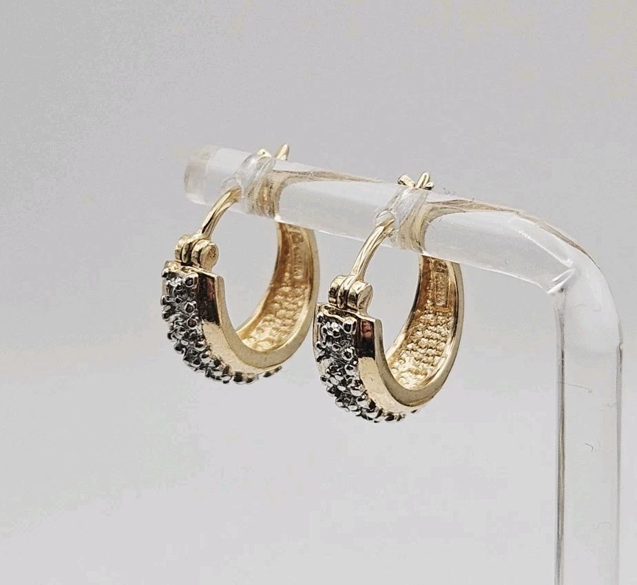 Ross Simons Sterling Silver Vermeil Diamond Accent 16mm Hoop Earrings - Image 4 of 4