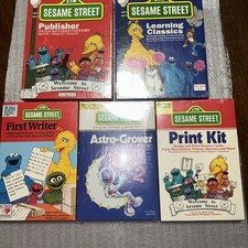 Vintage Sesame Street Floppy Disk Games Lot Of 5 First Writer Print Kit Astro G