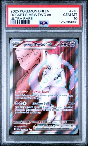 Team Rocket's Mewtwo EX 213/182 Ultra Rare Dri En-Destined Rivals Pokemon PSA 10