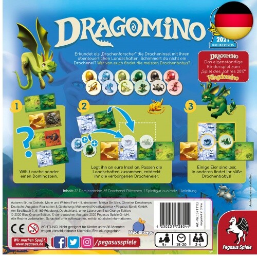 Thumbnail - Pegasus Spiele 57111g - Dragomino Kinderspiel Des Jahres 2021,