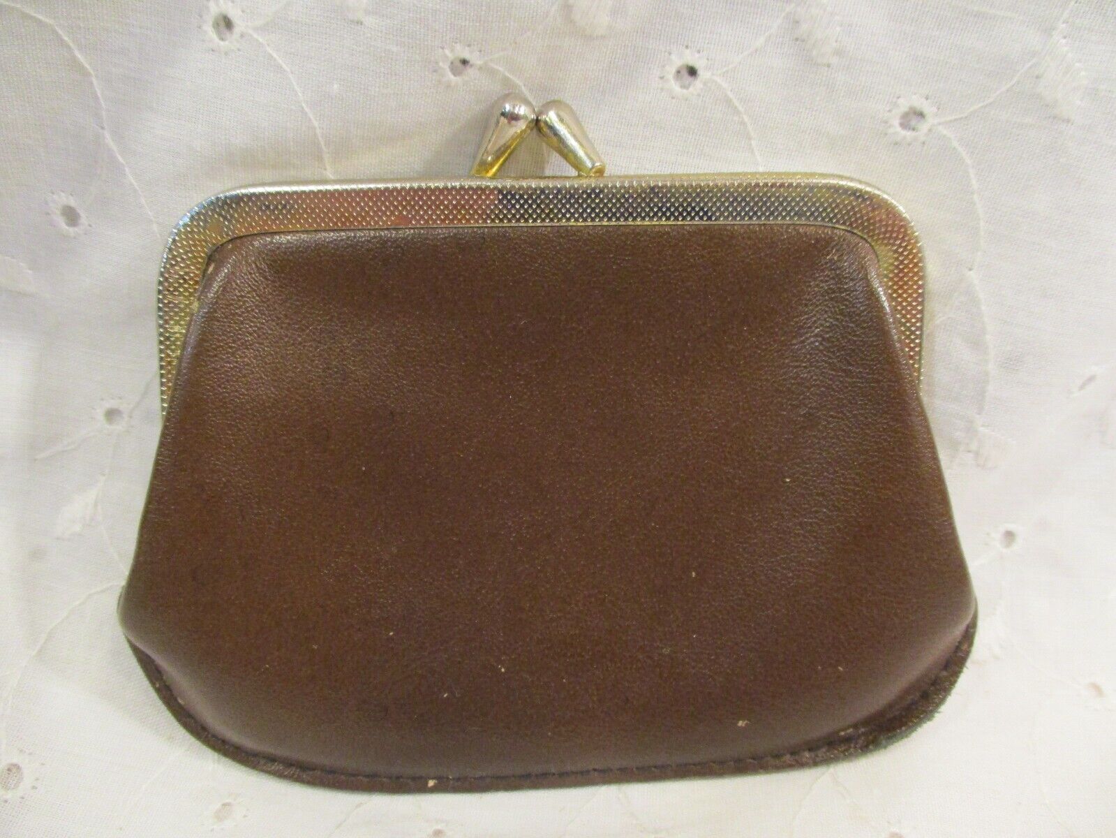 Vintage 1950-60s Soft Brown COWHIDE Leather Coin … - image 3