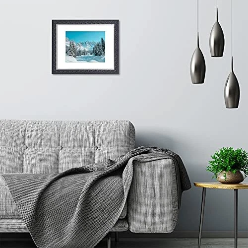 Marco de fotos clásico 11x14 con tapete blanco para foto de 8x10 y vidrio real para pared Foto 2 de 4