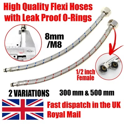 XCEL HOME M8 x1/2 BSP Kitchen/ Basin Monobloc Mixer Tap Connectors Flexi Hose Pipes Tails