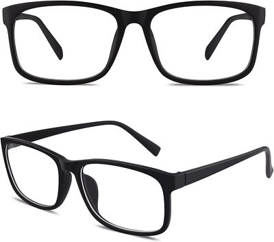 Happy Store CN12 Casual Fashion Basic Square Frame Clear Lens Eye Matte Black 