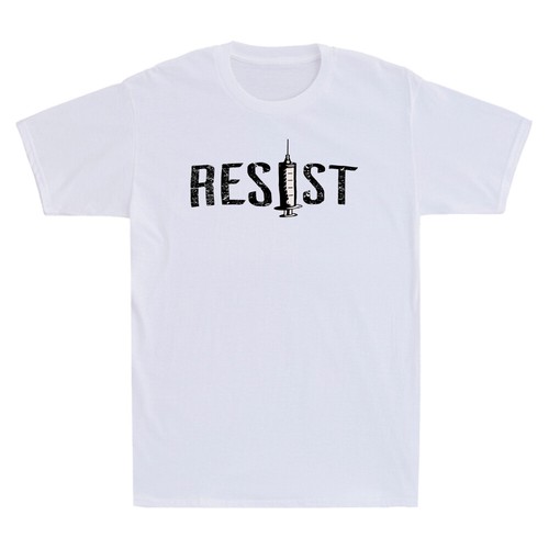 Resist Anti-Vaccine Anti-Vaxxer Funny Vaccine Joke Gift Vintage Men's T-Shirt - Picture 3 of 8