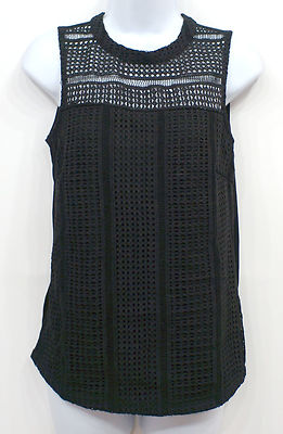 Covington Essentials Black Sleeveless Crochet Tank Top Blouse Women's Small