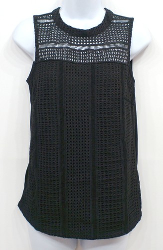 Covington Essentials Black Sleeveless Crochet Tank Top Blouse Women's Small - Picture 1 of 4