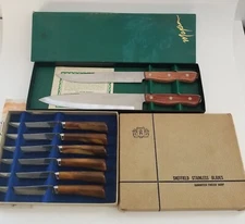 Lot of 2 Vintage Knife Sets Sheffield Stainless Blades Set of 6 Maxam Set of 2