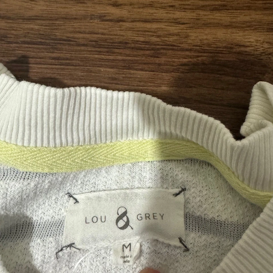 Lou и серый Майка без рукавов женщин Sz средний слоновой кости белый ребристый трикотажа в полоску - Изображение 2 из 4