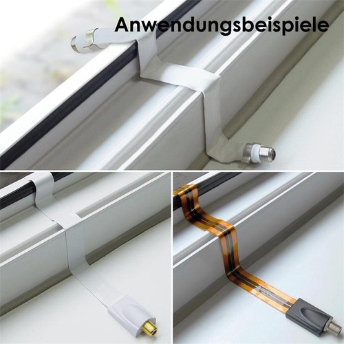 Fenster-Durchführung Sat TV Antennen-Kabel extrem flach, Verbinder F-Buchse Koax - Afbeelding 6 van 9