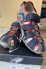 Geox Big Kid Kraze Waterproof Fashion Sport Sandals Sz 6.5 Navy/Red Leather NIB
