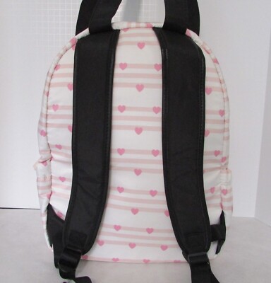 Betsey Johnson Hearts Backpack Pink White Stripes School  display picture 1