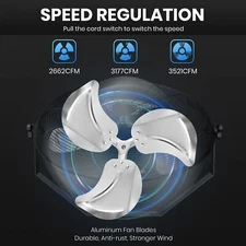 20 Inch High Velocity Wall Mount Fan, 3 Speed Industrial/Commercial Metal