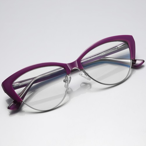 Gafas de ojo de gato para mujer marco de gafas de plástico bisagras de resorte púrpura plateado - Imagen 2 de 19