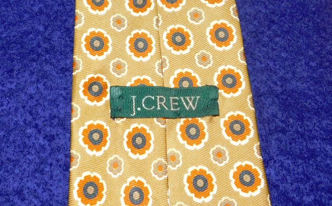 J. CREW MADE IN U.S.A. BEIGE/ORANGE/BLUE CIRCLE MOTIF 领带 - 领带 - 设计师领带 — 第 3/3 张图片