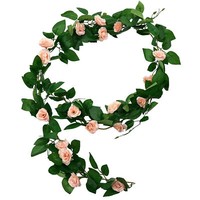 KüNstliche Rosengirlande Lachs Ca.180 Cm Blumen Hochzeit Deko Gesteck Gestecke