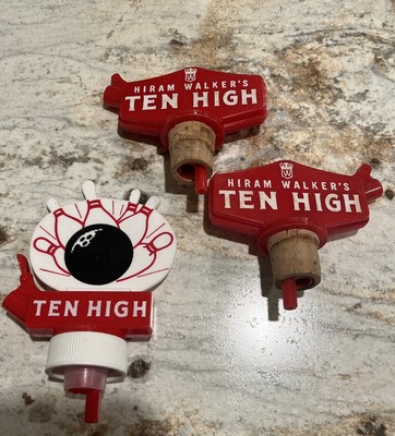 Hiram Walker Ten High Bourbon Pouring Spouts Unused Vintage Bar Decor Lot
