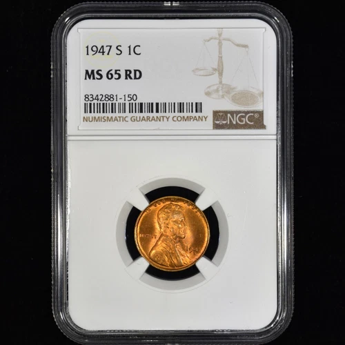 1947-S LINCOLN WHEAT CENT ✪ NGC MS-65-RD ✪ 1C COIN PENNY GEM UNC 150 ◢TRUSTED◣