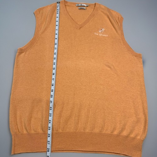 Peter Millar Sweater Vest Mens L Peach Luxury Blend Cotton Cashmere Golf Logo - Picture 5 of 7