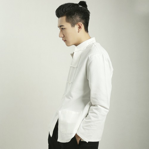 Uomo Cotone Camicia Giacca Cappotto Stile Etnico Cinese Kung Fu Rana Bottone IN - Foto 6 di 17