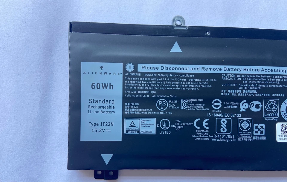 Batería Original 1F22N Para Alienw M15 2018 M17 G5 5590 G7 7590 7790 8622M HYWXJ Foto 4 de 4