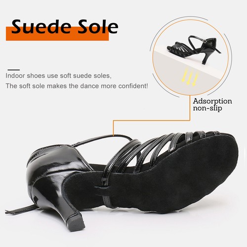 Women Ballroom Latin Dance Shoes Ladies Tango Salsa Shoes 6-9cm Heels Size 34-42 - 第 4/15 張圖片