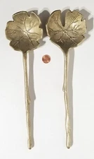 Rare Sold Out Anthropologie Gold Textured Leaf Serving Set Serving Fork & Spoon