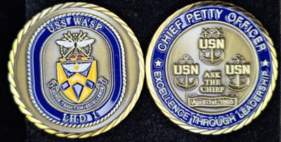 LHD-1 USS WASP CPO CHIEF- Navy Challenge Coin
