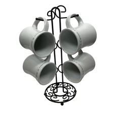 Jo!e MSC Cafe Coffee Joe Mug Mocha Latte Expresso White Set of 4 with Stand