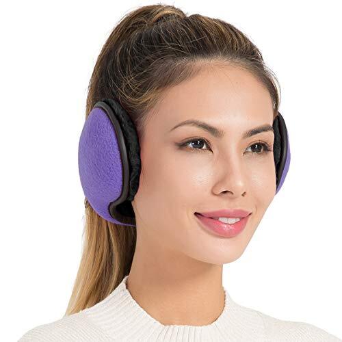 Orejeras de invierno para hombres y mujeres - Calentadores de orejas plegables de lana - A-púrpura - Imagen 1 de 6