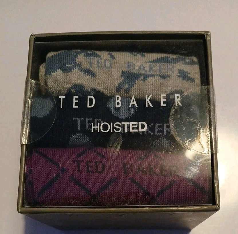Ted Baker Hoisted Multi Colour Organic Rich Cotton Socks X 3 Gift Set
