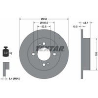 2X Textar 92291603 Bremsscheibe FüR Hyundai I10 Ba Ia AC3 AI3