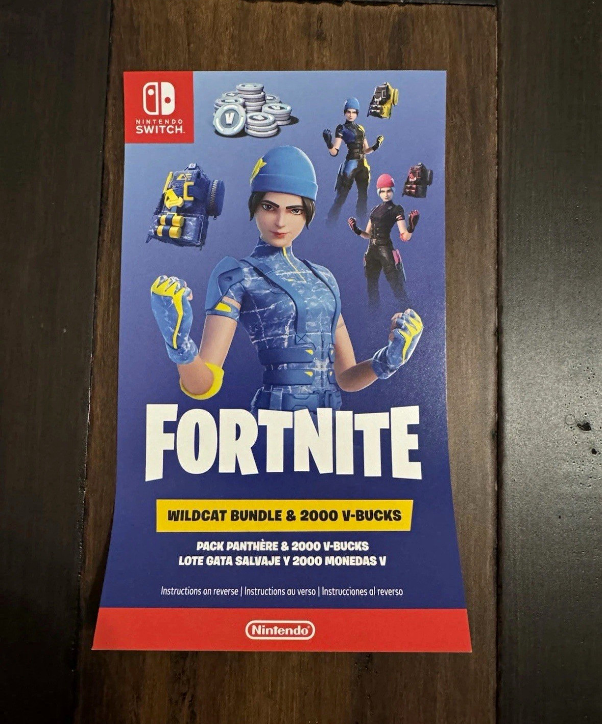 Nintendo Switch Fortnite Wildcat FORTNITE Code & 2000 V-Bucks (UNUSED)