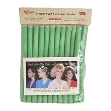 Vintage Kematic Hair Twirlers Sponge Rubber 8" Green Hair Styling Curling Perms
