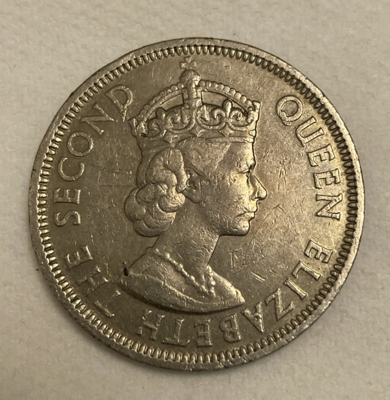 Mauricio 1975 Una Rupia Reina Isabel II | Moneda Coleccionable Rara Foto 2 de 2