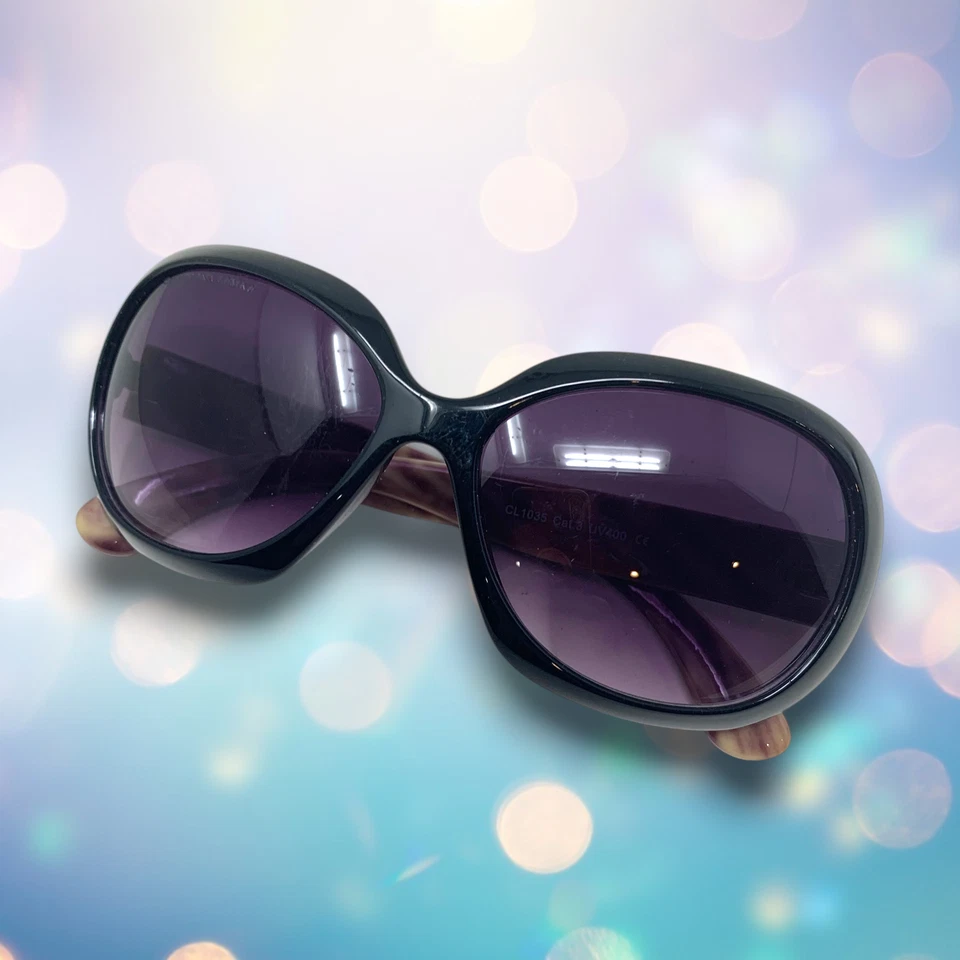 NUEVO Gafas de sol redondas Carolina Lemke negras acrílicas de gran tamaño CL1035 NUEVAS SIN ETIQUETAS Foto 3 de 4