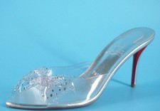 Christian Louboutin Aqua Strass crystal PVC Silver Slide Sandals SZ 39 1295