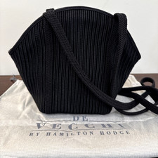 Vintage DE VECCHI Hamilton Hodge Textured Fabric Shoulder Handbag 80's Italy 599