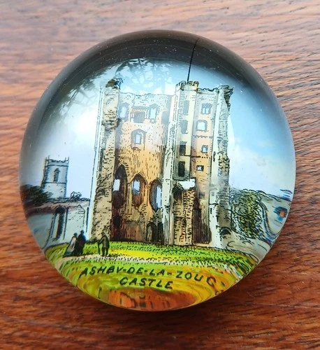 Antique Glass Paperweight showing Ashby De-La-Zouch Castle