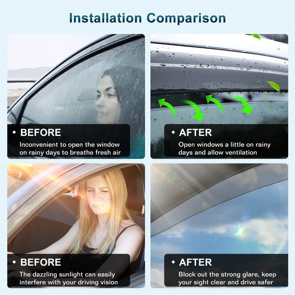 Window Visor For Nissan Altima 07-12 Mugen Style Tape-on 4pcs Black Out-Channel - Image 4 of 4