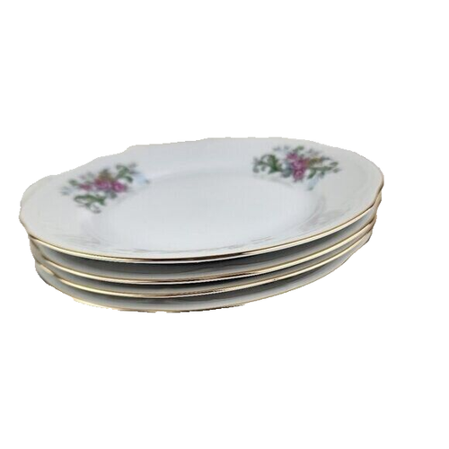 Wtoctawek Poland Porcelain Canape Plates Gold Edged Floral Set of Four NWOT - Picture 4 of 6