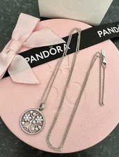 Genuine Pandora Sparkling Family Tree Necklace Long Length Adjustable 80cm VGC