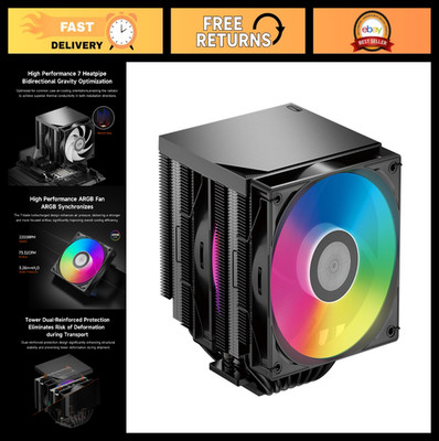 High-Performance CPU Air Cooler, 7 Heat Pipes, Dual 120mm PWM Fans, AGHP 4.0, AM