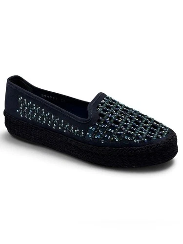 Baldinini Rhinestone Embellished Navy Slip-On Espadrilles Women’s Size 5 EU 35 - product listing photo