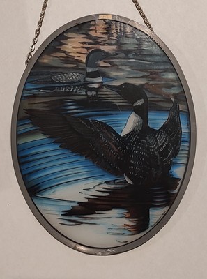 GLASSMASTERS-Stained Glass/Sun Catcher 9 1/2 X 7 1/4 -w/Chain- Duck