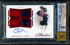 2021 Flawless Davis Mills Jersey #10/10 Ruby Rookie Patch Auto BGS 9 Mint Gem AU