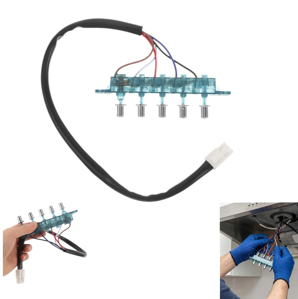 Range Hood Switch Button Replacement,5-Button Mechanical Control Panel, Size Mat