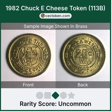 1982 Chuck E Cheese Token (113B) Brass 25mm Uncommon